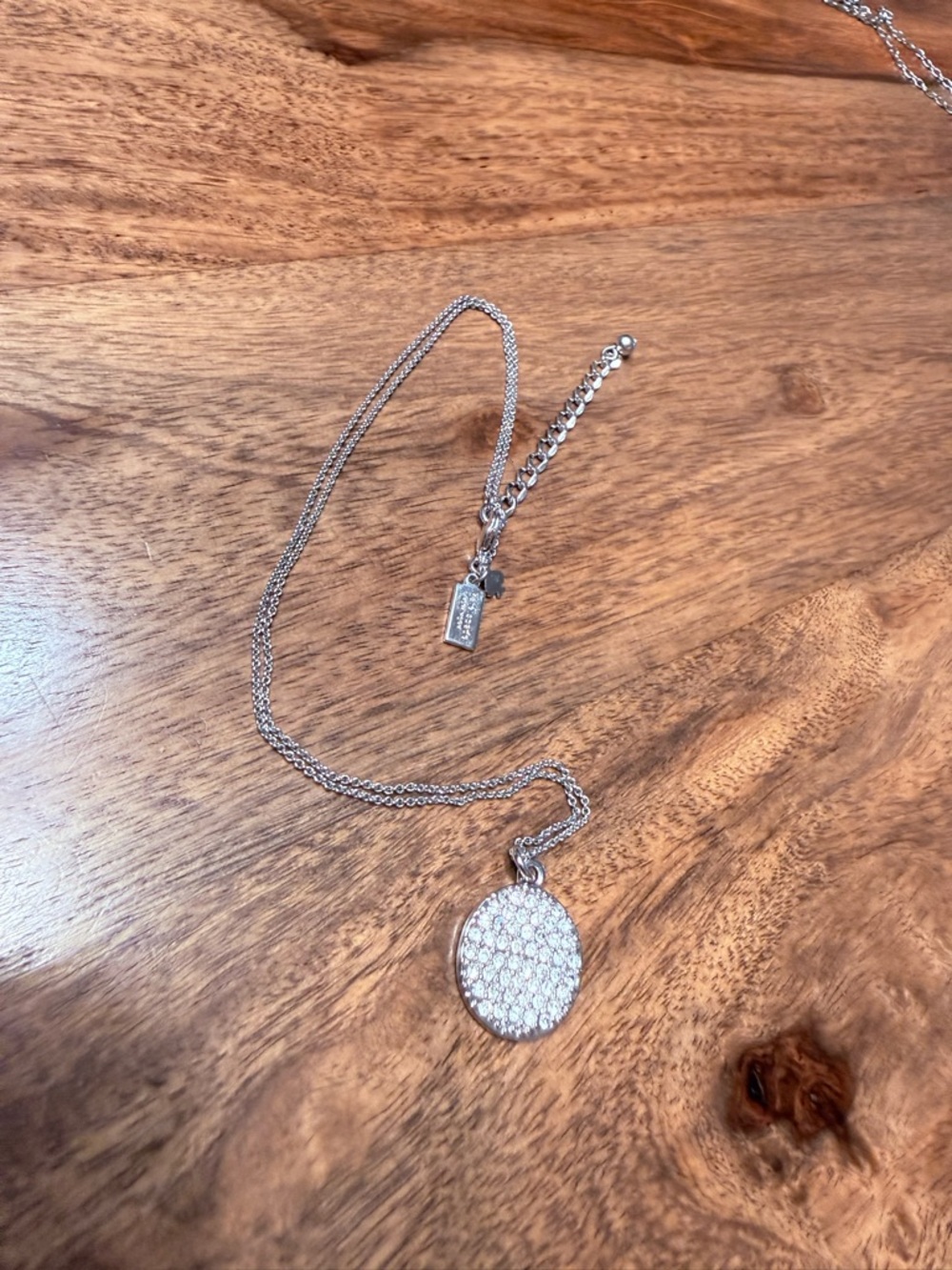 kate spade Silver Pavé Round Pendant Necklace